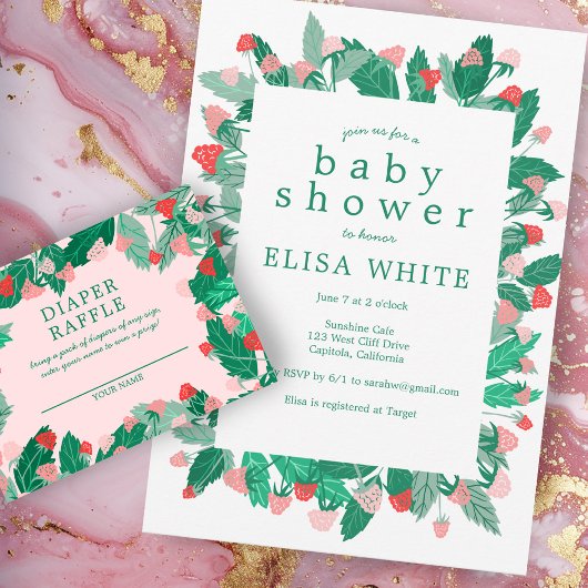 Invitation Raspberry Patch mignon BABY SHOWER coloré