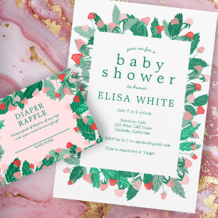 Invitation Raspberry Patch mignon BABY SHOWER coloré