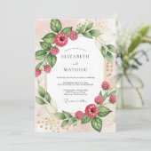 Invitation Raspberry Pink Radiant Berry Wedding (Debout devant)