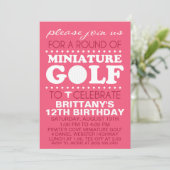 Invitation Raspberry Pink Tee Time Miniature Golf Anniversair (Debout devant)