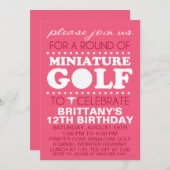 Invitation Raspberry Pink Tee Time Miniature Golf Anniversair (Devant / Derrière)