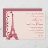 Invitation Raspberry Tour Eiffel Mariage rose Invite (Devant / Derrière)