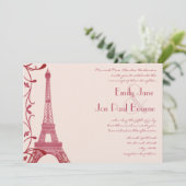 Invitation Raspberry Tour Eiffel Mariage rose Invite (Debout devant)