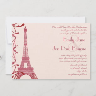 Invitation Raspberry Tour Eiffel Mariage rose Invite