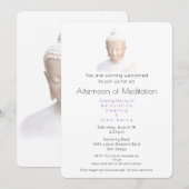 Invitation Rassemblement de méditation Bouddha serein en blan (Devant / Derrière)