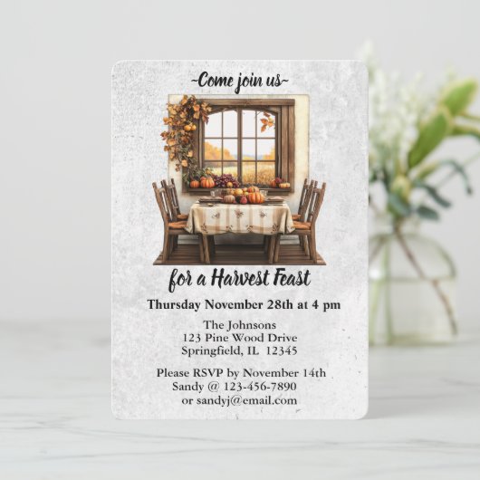 Invitation Rassemblement de Thanksgiving rustique (Debout devant)