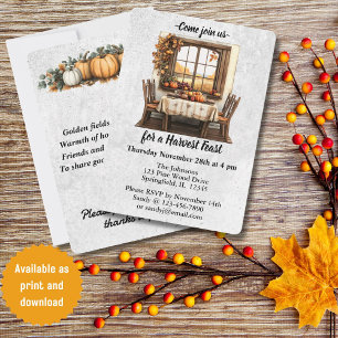 Invitation Rassemblement de Thanksgiving rustique