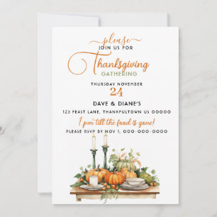 Invitation Rassemblement des paramètres de table de Thanksgiv