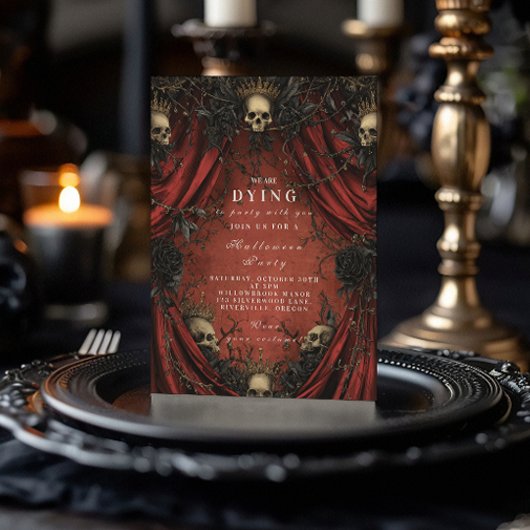 Invitation Rassemblement d'Halloween en rideau rouge foncé