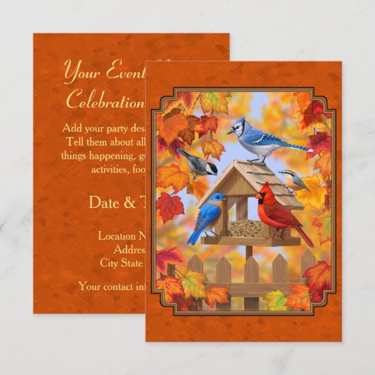 Invitation Rassemblement d'oiseaux Orange d'automne (Devant / Derrière)