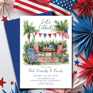 Invitation Rassemblement rouge, blanc et bleu 4 juillet