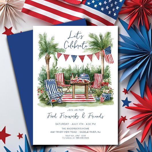 Invitation Rassemblement rouge, blanc et bleu 4 juillet