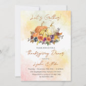 Invitation Rassemblons-nous, Aquarelle Citrouille Thanksgivin (Devant)