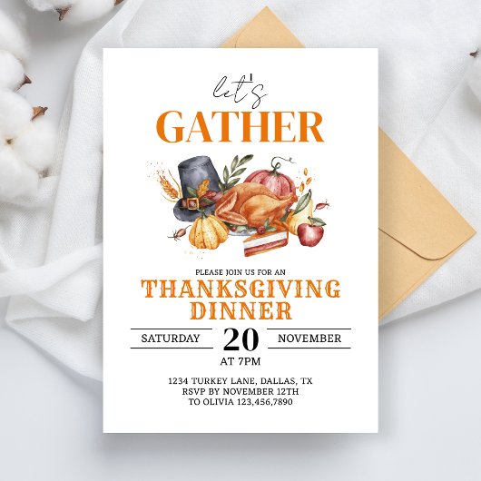 Invitation Rassemblons Thanksgiving Day Party Favor Thankful