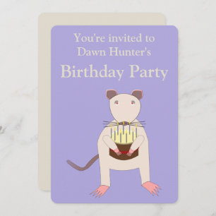 Invitation Rat de Siamese avec fête d'anniversaire gâteau per