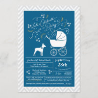 Rat Terrier Chien Baby shower Blue Boy