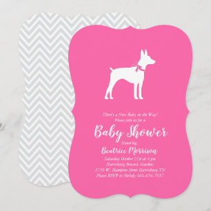 Invitation Rat Terrier Dog Baby shower Rose Girl