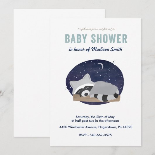 Invitation Raton laveur (Devant / Derrière)