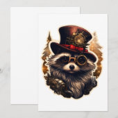 Invitation Raton laveur de Noël Steampunk (Devant / Derrière)