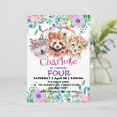 Invitation Raton laveur loup jungle Animaux Anniversaire Flor (Debout devant)