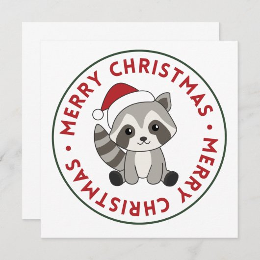 Invitation Raton laveur Noël Neige Hiver (Devant / Derrière)