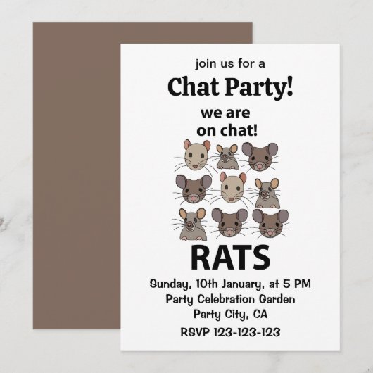 Invitation Rats Animal Nous Sommes Sur Conversation Rats Drôl (Devant / Derrière)