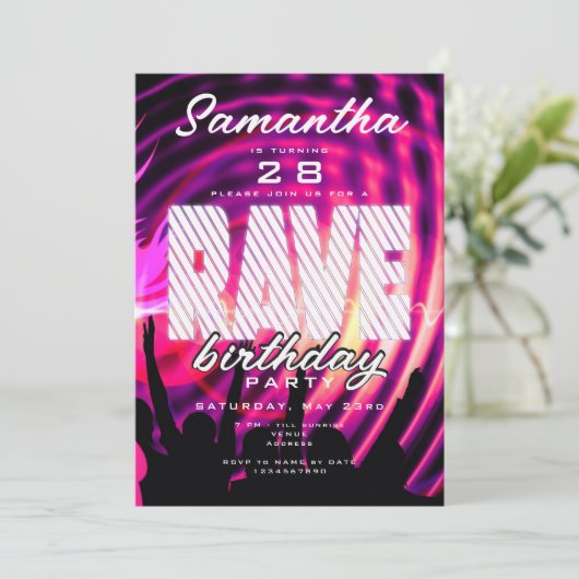 Invitation Rave EDM Clubbing Techno Music Anniversaire (Debout devant)