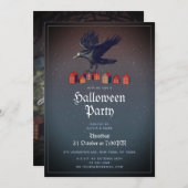 Invitation Raven Maisons Lune Halloween Nuit (Devant / Derrière)
