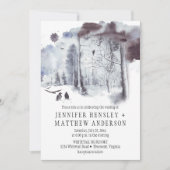 Invitation Ravens dans la forêt couverte de neige Mariage| (Devant)