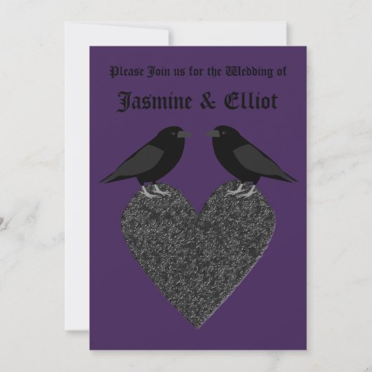 Invitation Ravens gothiques et Black Heart Mariage personnali (Devant)