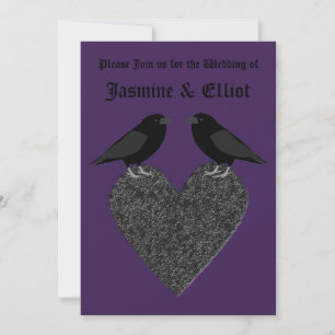 Invitation Ravens gothiques et Black Heart Mariage personnali