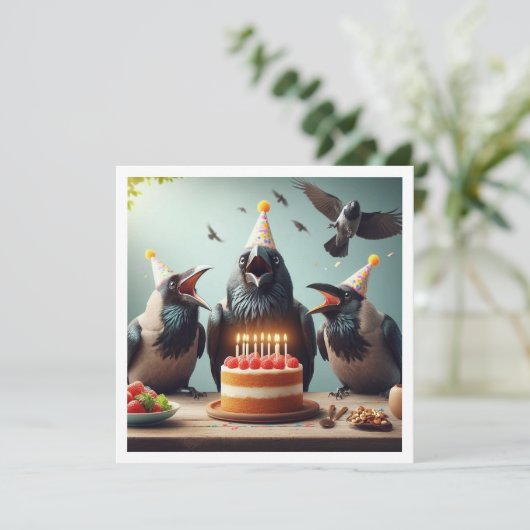 Invitation Ravin mangeant gâteau d'anniversaire, anniversaire (Debout devant)