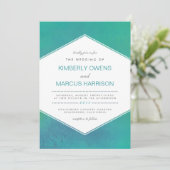 Invitation Ravissement | Mariage d'aquarelle verte turquoise (Debout devant)