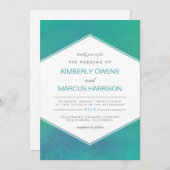 Invitation Ravissement | Mariage d'aquarelle verte turquoise (Devant / Derrière)