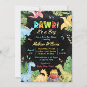 Invitation Rawer Son Baby shower A Boy Dinosaur (Devant)