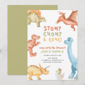 Invitation Rawr Dinosaur N'Importe Quel Âge Dino Boy Fête d'A (Devant / Derrière)