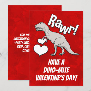Invitation Rawr Tyrannosaurus T Rex Valentine's Day Garçons