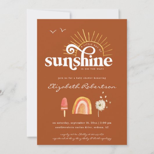 Invitation Ray of Sunshine | Baby shower Boho (Devant)