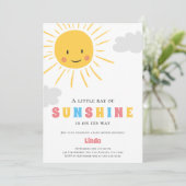 Invitation Ray of Sunshine Baby shower neutre (Debout devant)