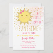 Invitation Ray Of Sunshine Baby shower Rose & Or (Devant)