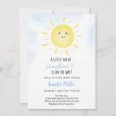 Invitation Ray of Sunshine Blue Sunshine Baby shower nuage (Devant)