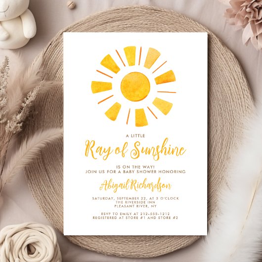 Invitation Ray of Sunshine Jaune Orange Baby shower