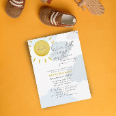 Invitation Ray of Sunshine Nuages Boy Baby shower bleu