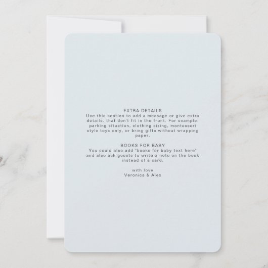 Invitation Ray of Sunshine Nuages Boy Baby shower bleu (Dos)