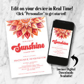 Invitation Ray of Sunshine Retro Baby shower Boho