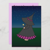 Invitation rayée d'anniversaire de Witchy Wendy (Devant / Derrière)