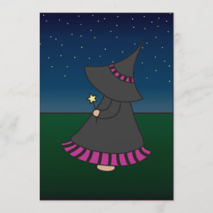 Invitation rayée d'anniversaire de Witchy Wendy