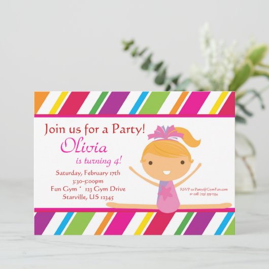 Invitation rayée de fête d'anniversaire de (Debout devant)