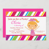 Invitation rayée de fête d'anniversaire de (Devant / Derrière)