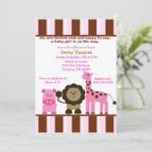 Invitation rayée de safari de fille (Debout devant)